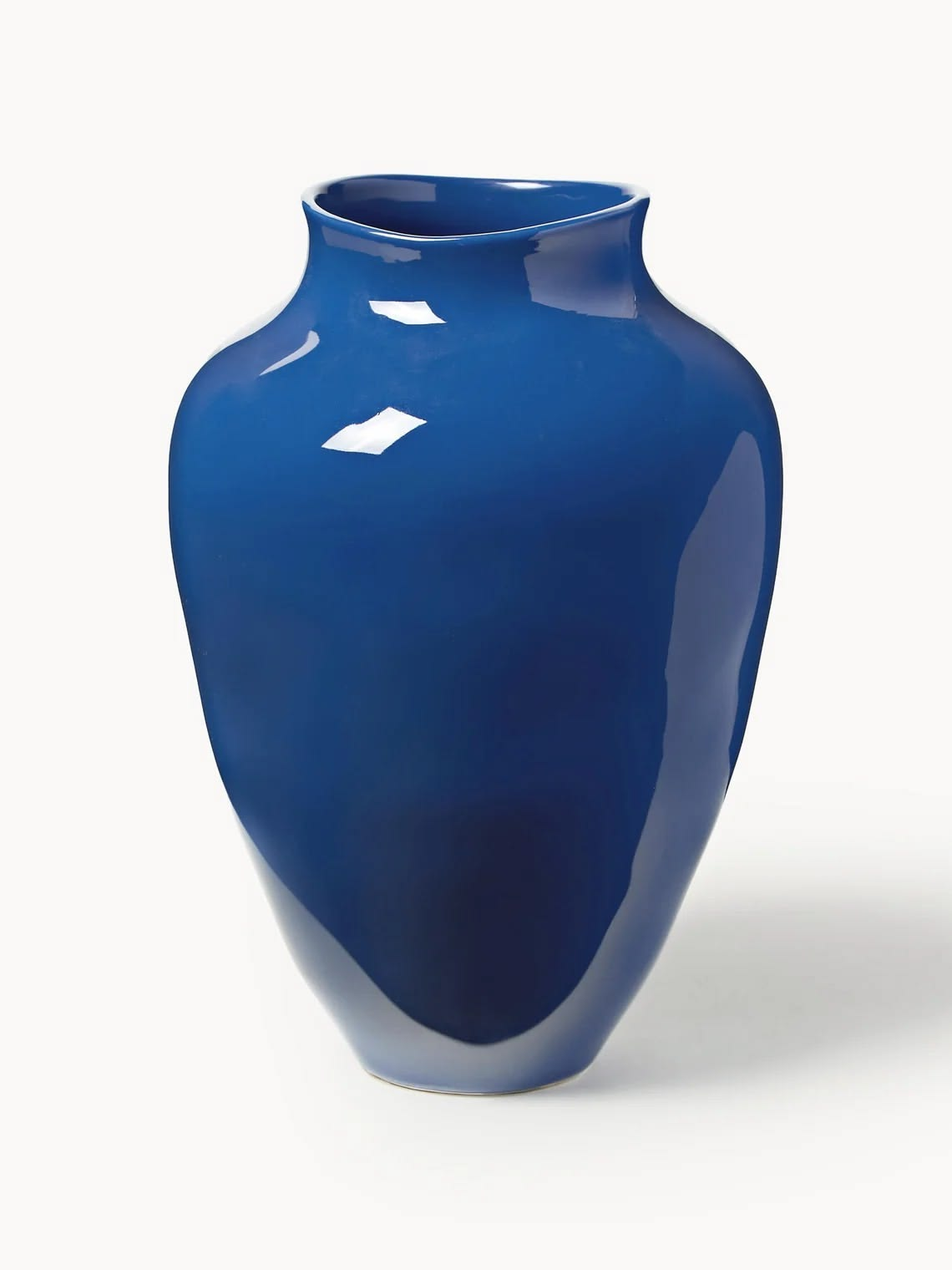 Elegant Cobalt Blue Glossy Ceramic Vase